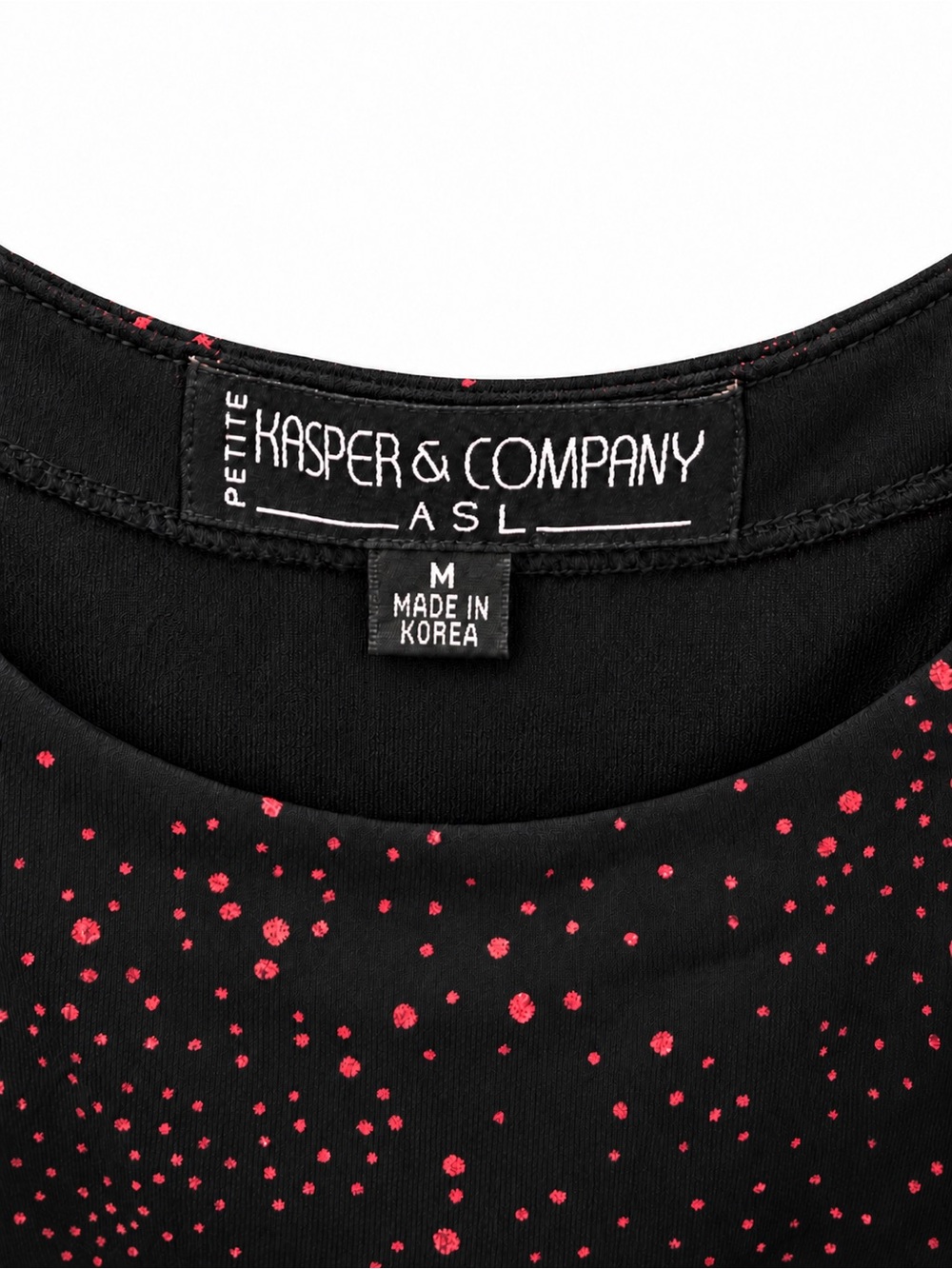 Kasper & Company ASL Petite M Black Red Sparkle Sleeveless Shell Top - Picture 2 of 5